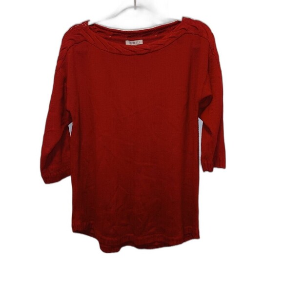 Roz & Ali Womens Sweater Pullover Knit Boat Neck 3/4 Sleeve Red Size L - Picture 1 of 4